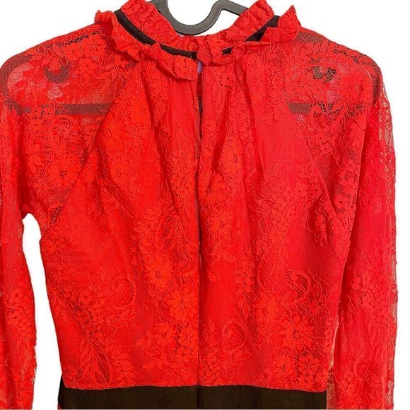 Three Floor Split Tease Lace Midi Dress in Fiery Red 2 - Picture 6 of 8